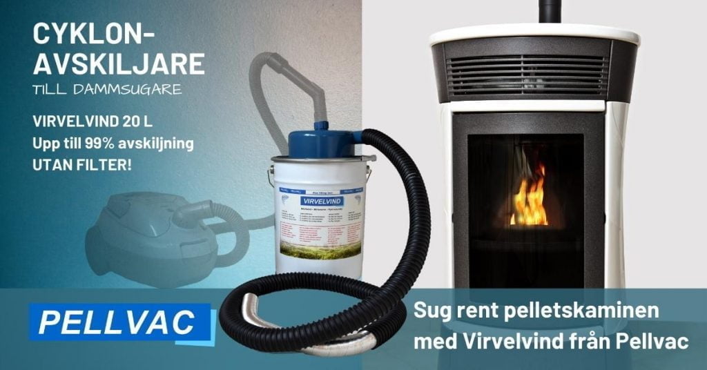 Virvelvind cyklonavskiljare till pelletskamin